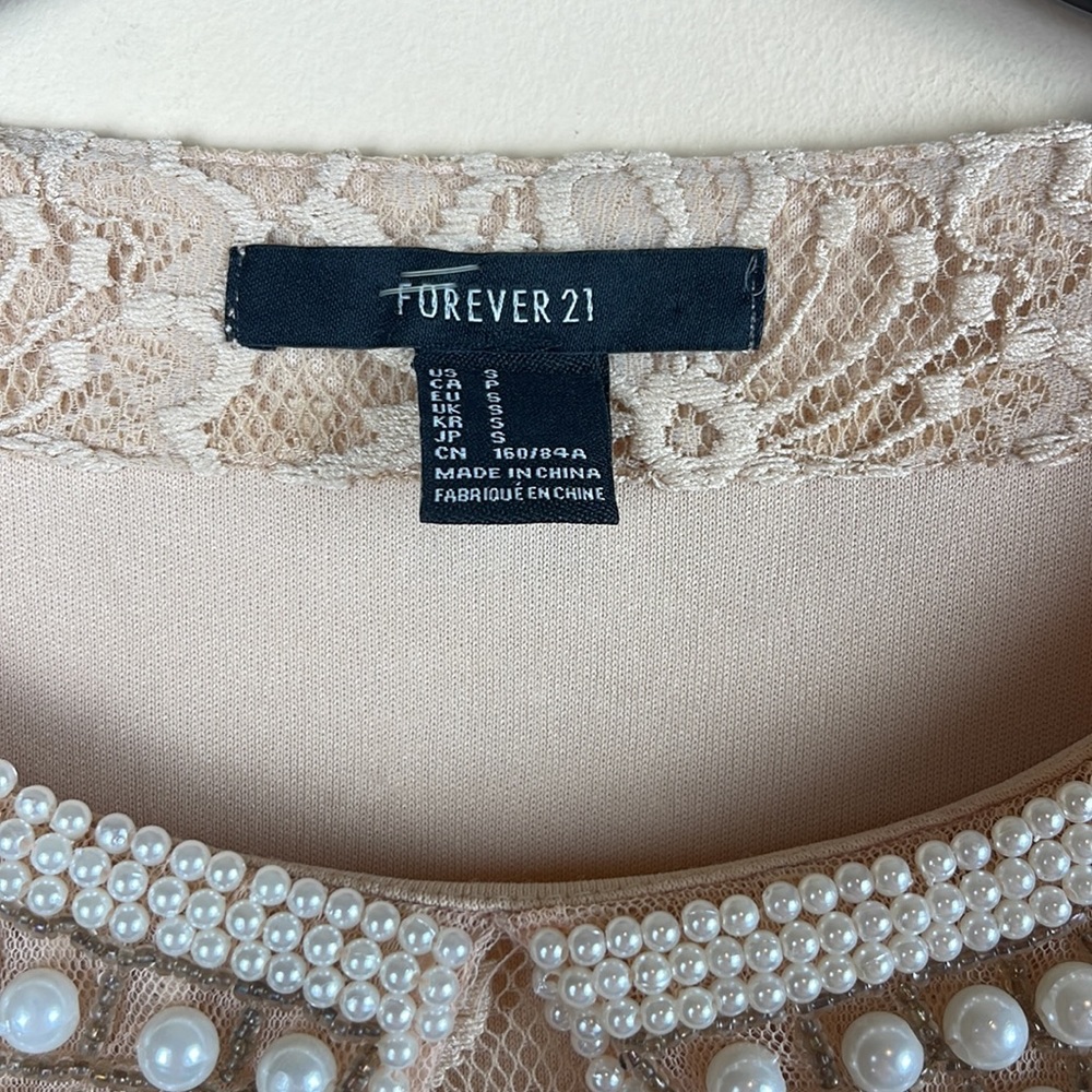 Forever 21 Lace Dress Pearl Peter Pan Collar Vintage Academia Romantic Cocquette - Picture 4 of 7
